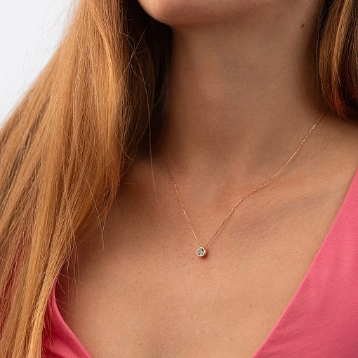 Золоте кольє з одним фіанітом кол01641 2