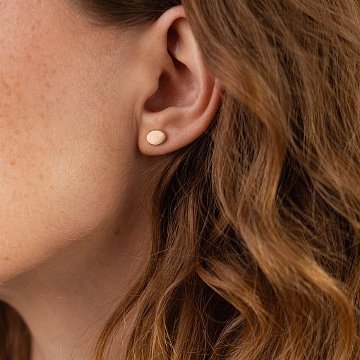 Серьги - пусеты Овальные в красном золоте с06044 5