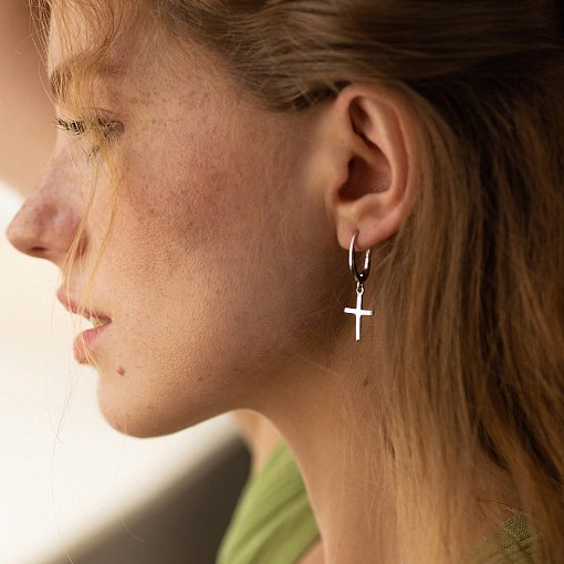 Серьги "Крестики" (белое золото) с06995 3