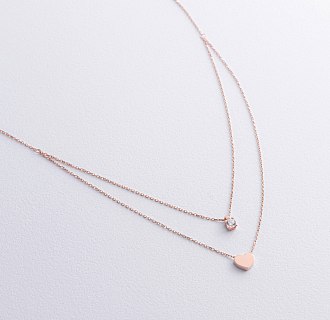 Колье "Сердце" с фианитом (красное золото) кол02564 №3