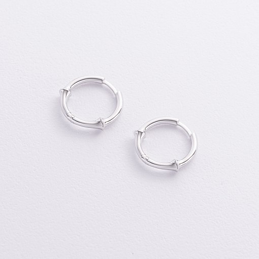 Серьги - кольца "Bamboo" в белом золоте с09110 3