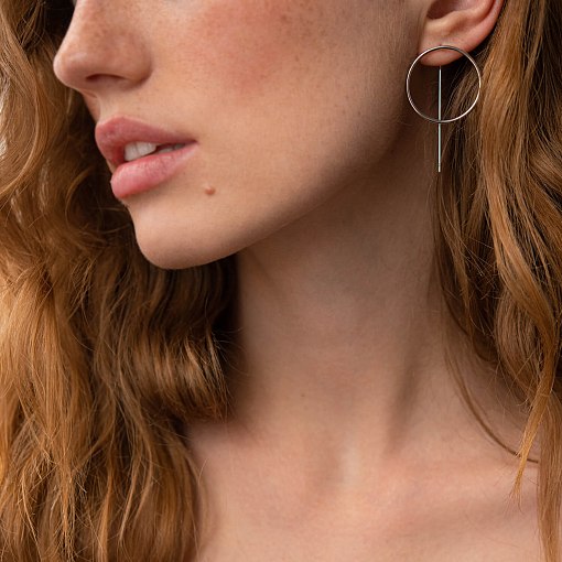 Серьги "Геометрия" в белом золоте с07881 6