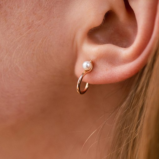 Серьги - пусеты "Миранда" в красном золоте (жемчуг) с07930 6