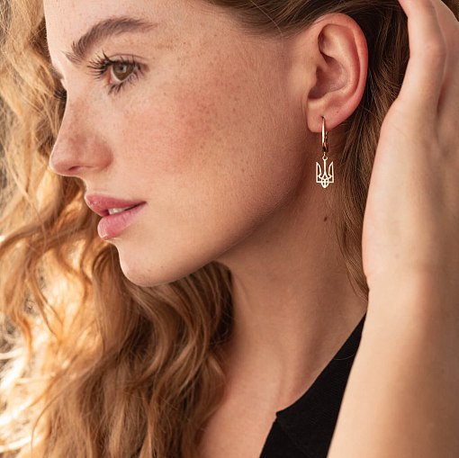 Серьги "Герб Украины - Тризуб" в желтом золоте с08053 4