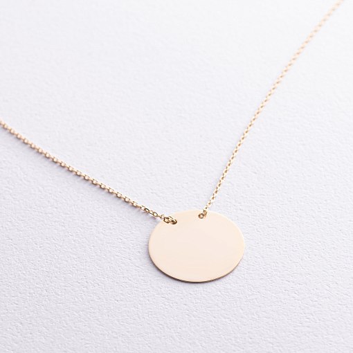 Колье "Монетка" в желтом золоте (возможна гравировка) кол02281 7