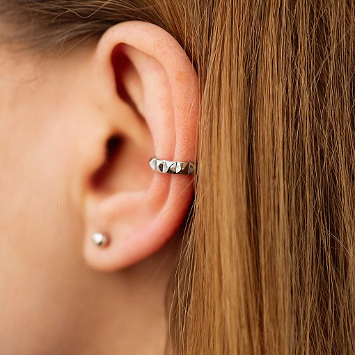 Серьга - каффа "Mona" в белом золоте с08848 2