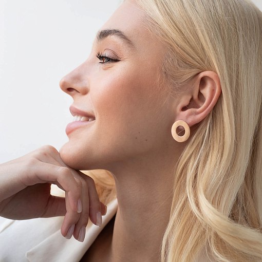 Золотые серьги - пусеты "Зеркальные" (2.1 см) с07698 3