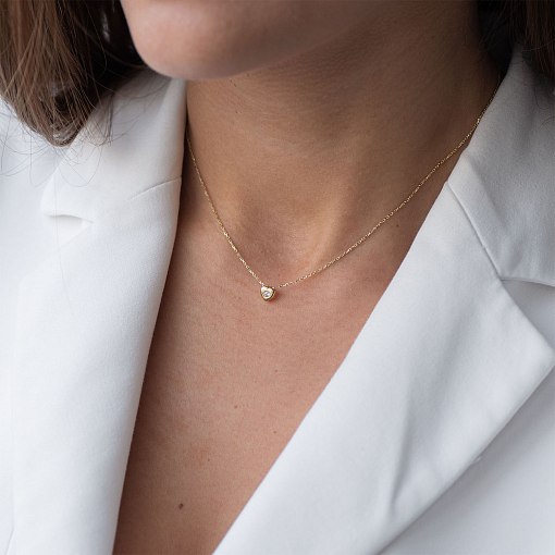 Золотое колье "Сердечко с фианитом" кол01624 4