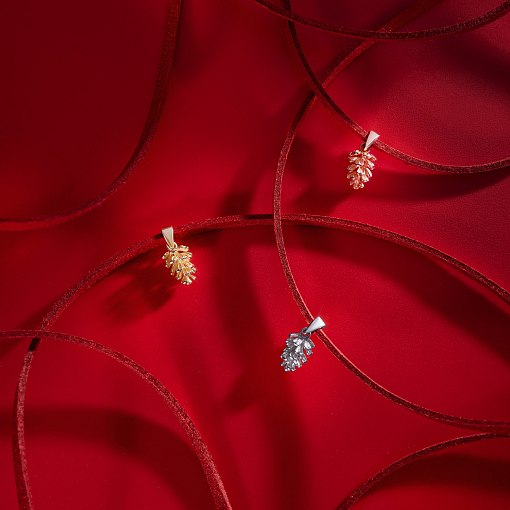 Кулон "Шишка" в белом золоте п03771 5