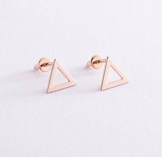 Сережки-пусети Трикутники в золоті с06312 №2