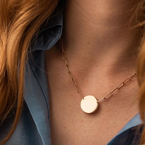 Кольє з монеткою для гравіювання (жовте золото) кол02394 2