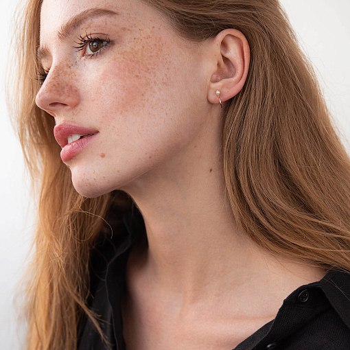 Серьги - пусеты "Миранда" в красном золоте (жемчуг) с07930 2