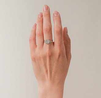 Золотое кольцо "Сердечко" с фианитами к08300 №3
