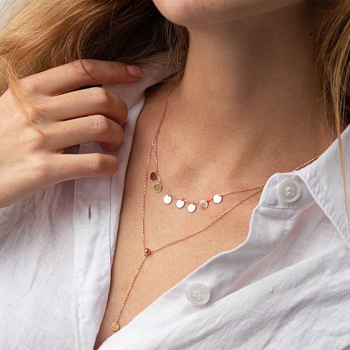 Двойное колье - галстук "Монетки" в красном золоте кол02284 7