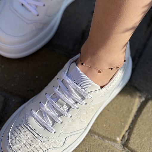 Золотой браслет "Сердечки" на ногу (фианиты) б04882 6