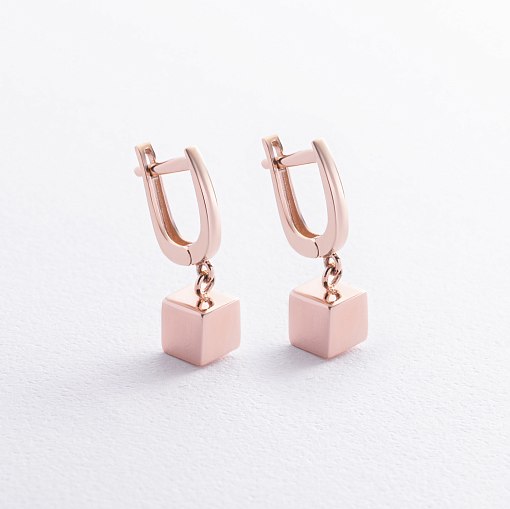 Золотые серьги "Кубики" с06894