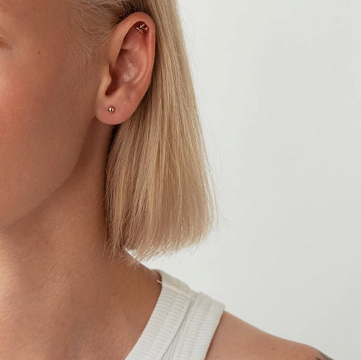 Серьги - пусеты "Шарики" в желтом золоте (0.4 см) с07322 8