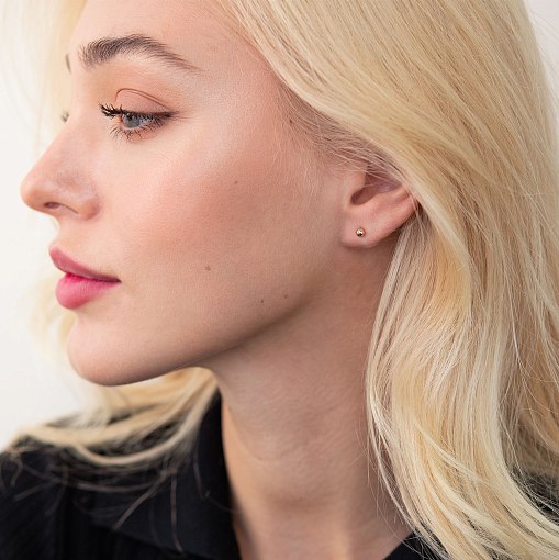 Золотая моносерьга "Шарик" с07494 2