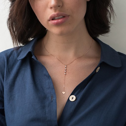 Кольє з червоного золота з фіанітами кол01497 5