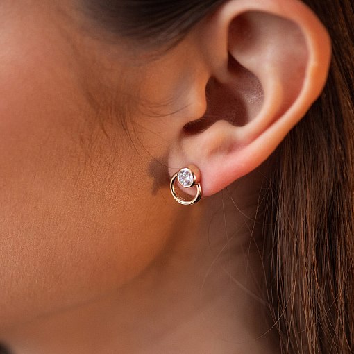 Серьги - пусеты "Эйприл" с фианитами (желтое золото) с08224 3