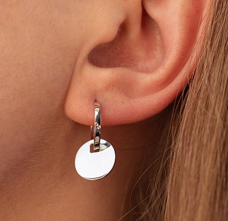 Серьги - кольца "Монетки" в белом золоте с09042 №4