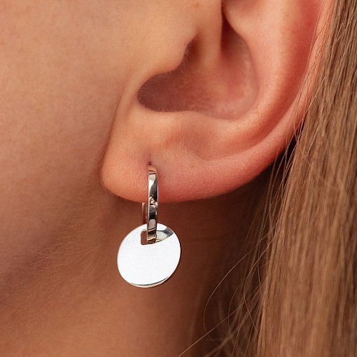 Серьги - кольца "Монетки" в белом золоте с09042 4