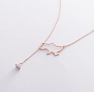 Золотое колье - галстук "Карта Украины" (куб. цирконий Swarovski в форме сердца)  4050 №8