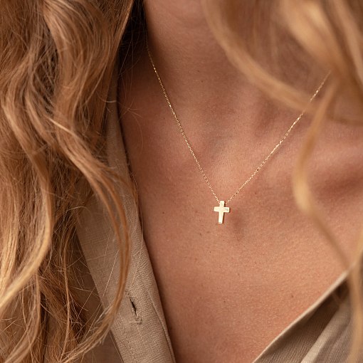Колье "Крестик" в желтом золоте кол02268 4