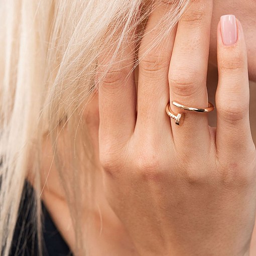 Кольцо "Гвоздь" в красном золоте к04439 3