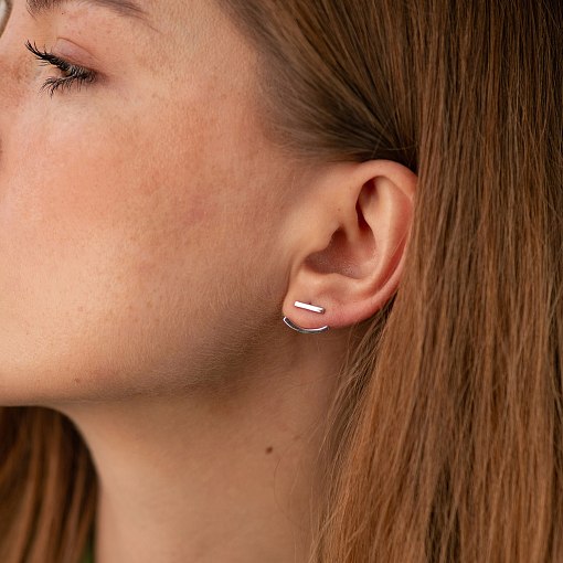 Золотые серьги - джекеты "Эмили" с08863 3