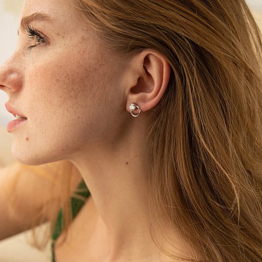 Серьги - пусеты "Эйприл" с фианитами (белое золото) с08495 5