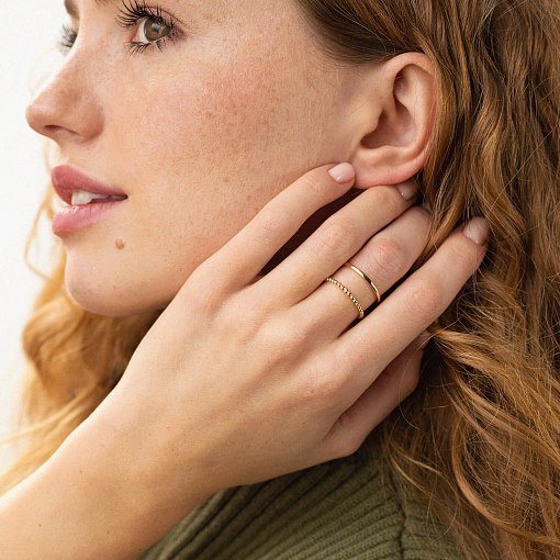 Подвійна каблучка з кульками (жовте золото) к07135 2