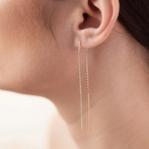 Серьги - протяжки в желтом золоте с08213 4