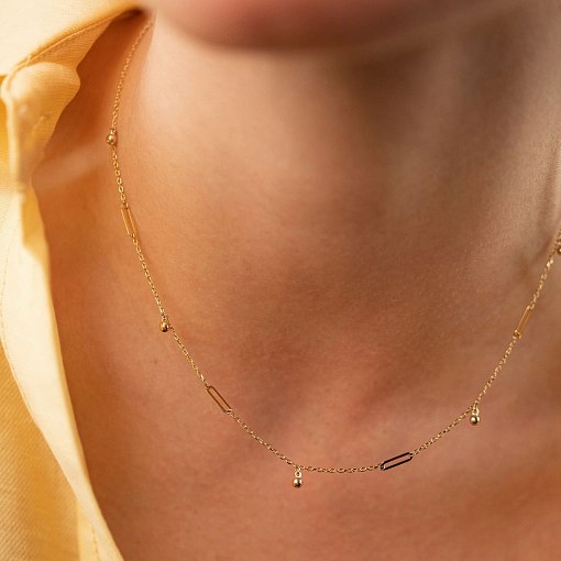 Кольє з кульками в жовтому золоті кол02384 8