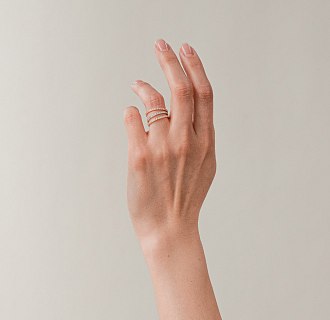 Кольцо с дорожкой камней в красном золоте к08277 №6