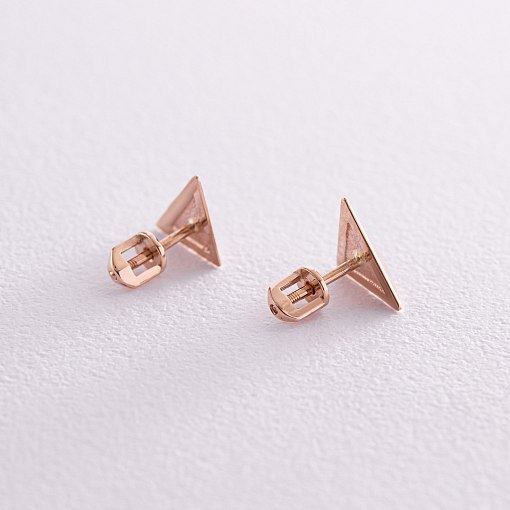 Серьги - пусеты "Пирамида" в красном золоте с08091 5