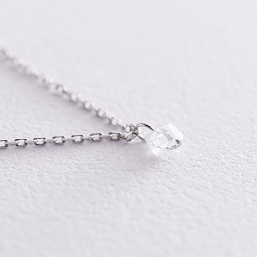 Кольє в білому золоті з одним фіанітом кол01814 3