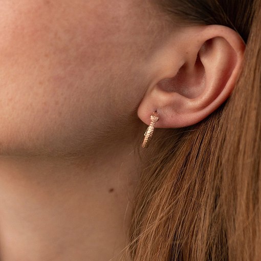 Золотые серьги - пусеты "Гремучие змеи" с09004 5