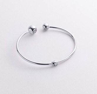 Жесткий браслет "Шарики" в белом золоте б05509 №5