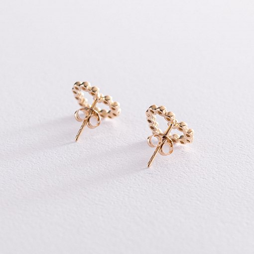 Серьги-пусеты "Влюбленные сердца" в желтом золоте с07550 3