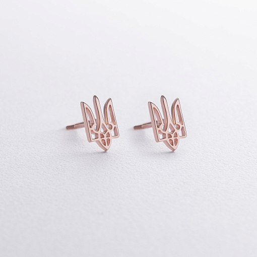 Золотые серьги - пусеты "Герб Украины - Тризуб" с02839