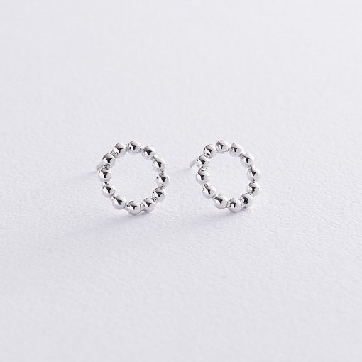 Серьги-пусеты "Гармония" в белом золоте с06903 7