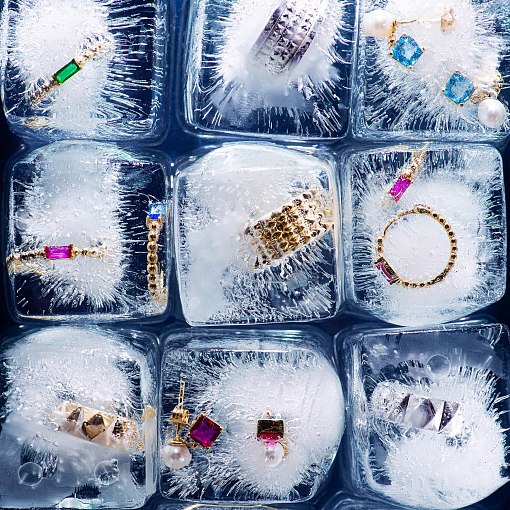 Золотые серьги - пусеты "Альма" (голубые фианиты, жемчуг) с08253 12