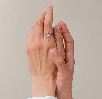 Золотое кольцо "Сердечко" с фианитами к08300 №4