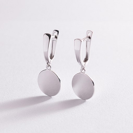 Серьги "Монетки" в белом золоте с07622