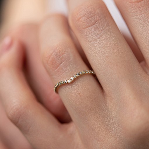 Кольцо "Особенное" с фианитами (желтое золото) к07467 2