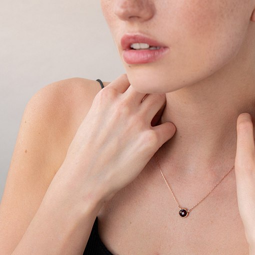 Кольє з піропом в червоному золоті кол01179 2