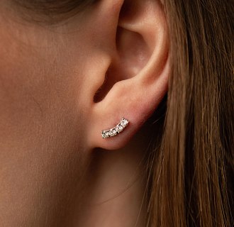 Золотые серьги - пусеты с бриллиантами сб0603м №2