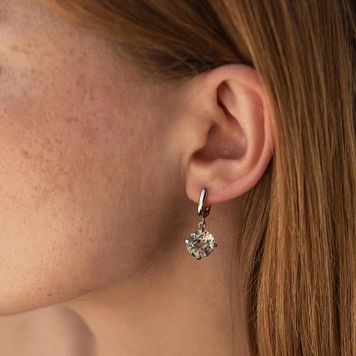 Золотые серьги "Влечение" с зеленым аметистом с05292 4