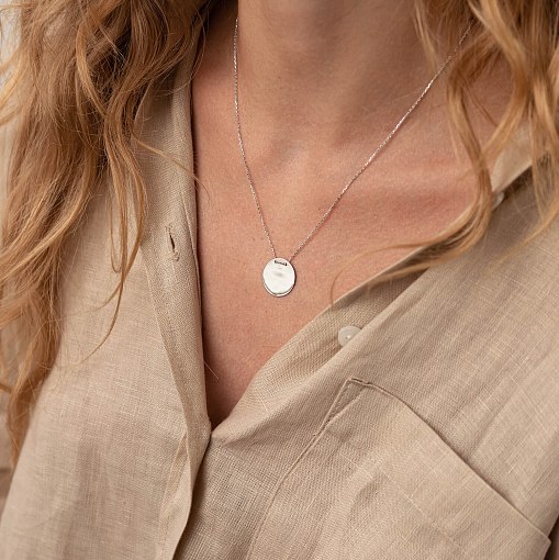 Колье "Монетка" в белом золоте (возможна гравировка) кол02277 2